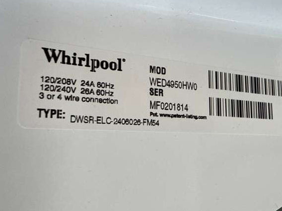 Whirlpool Electric Dryer w/ AutoDry 7 Cu. Ft WED4950HW - Assessment Photo 10