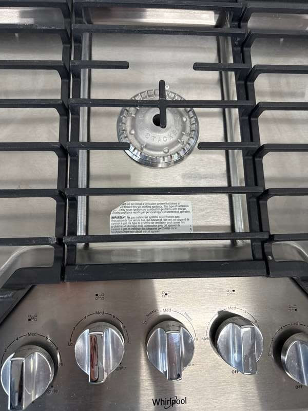 Whirlpool 36" Gas Cooktop Stainless Steel WCG97US6HS - Assessment Photo 11