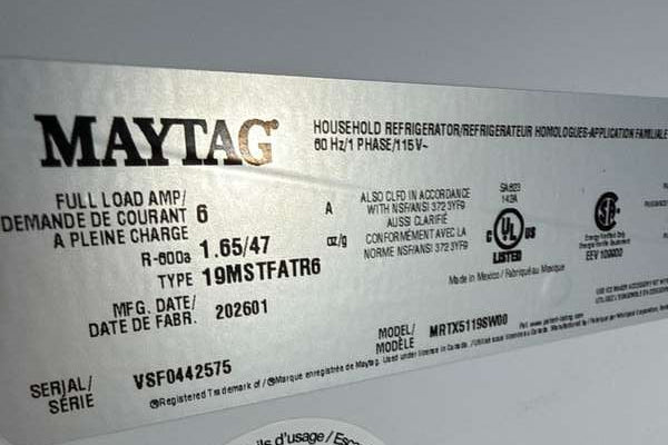 Maytag 30" Top Freezer Garage Ready Refrigerator 19 cu. ft White MRTX5119SW - Assessment Photo 11