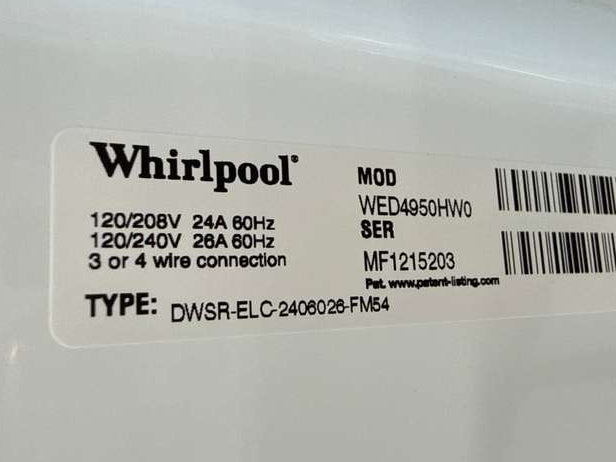 Whirlpool Electric Dryer w/ AutoDry 7 Cu. Ft WED4950HW - Assessment Photo 11