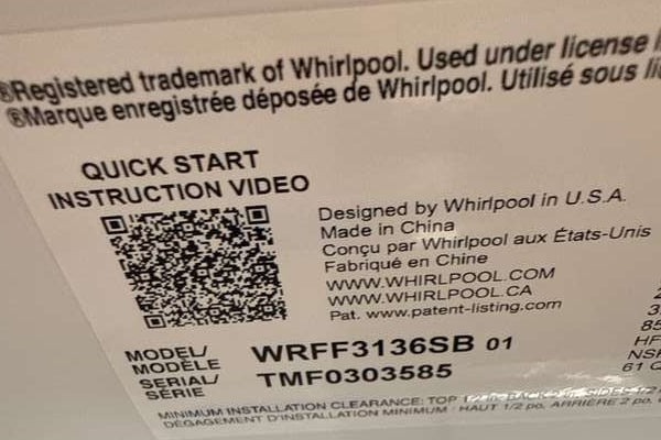Whirlpool 36" French Door Refrigerator Ice maker Black 31 cu. ft WRFF3136SB - Assessment Photo 11