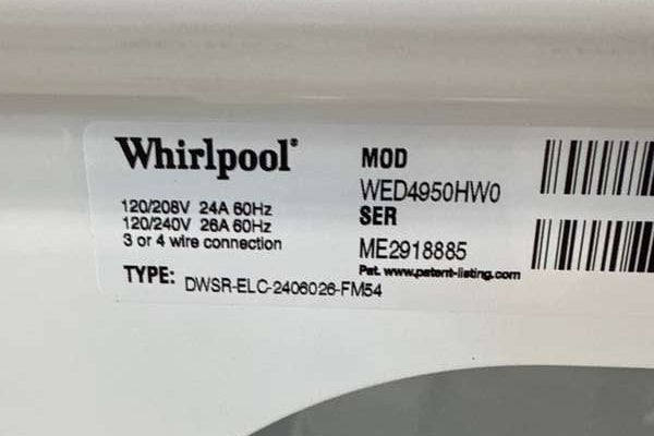 Whirlpool Electric Dryer 7 Cu. Ft WED4950HW - Assessment Photo 11