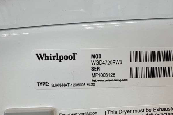 Whirlpool Front Load Gas Dryer 7.4 Cu. Ft White WGD4720RW - Assessment Photo 11