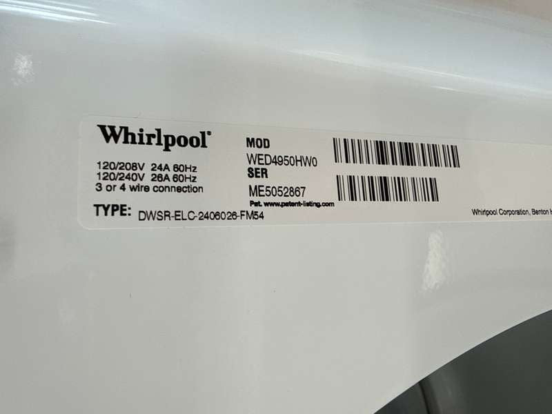 Whirlpool Electric Dryer w/ AutoDry 7 Cu. Ft WED4950HW - Assessment Photo 11