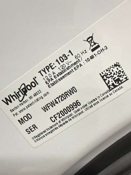 Whirlpool Front Load Stackable Washer 4.5 Cu. Ft WFW4720RW - Assessment Photo 11