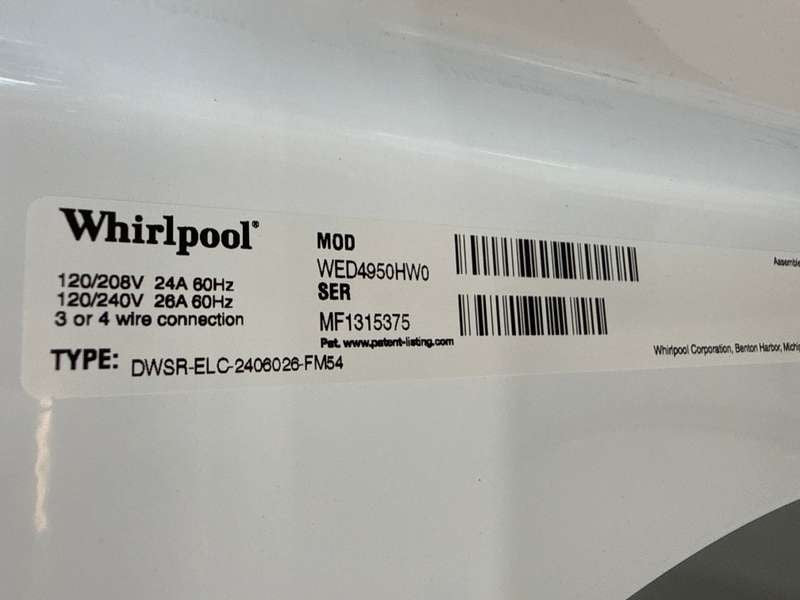 Whirlpool Electric Dryer w/ AutoDry 7 Cu. Ft WED4950HW - Assessment Photo 11