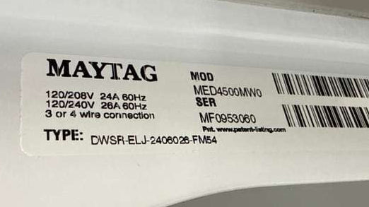 Maytag Electric Dryer 7.0 Cu. Ft MED4500MW - Assessment Photo 12