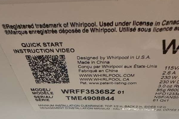 Whirlpool 36" French Door Refrigerator Ice maker 30 cu. ft Stainless WRFF3536SZ - Assessment Photo 12