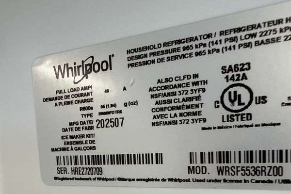 Whirlpool 36" Side-by-Side Refrigerator w/ In-Door Ice 29 cu. ft WRSF5536RZ - Assessment Photo 12