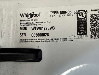 Whirlpool Top Load Washer 2-in-1 Removeable Agitator 5.3 Cu. Ft Smart WTW8127LW - Assessment Photo 12