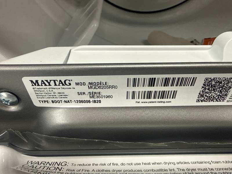 Maytag Gas Dryer 7.4 Cu. Ft Smart MGD6205RR - Assessment Photo 12