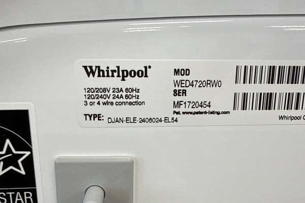 Whirlpool Stackable Electric Front Load Dryer 7.4 Cu. Ft White WED4720RW - Assessment Photo 12