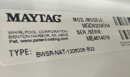Maytag Gas Dryer 7.0 cu. ft MGD6200KW - Assessment Photo 12