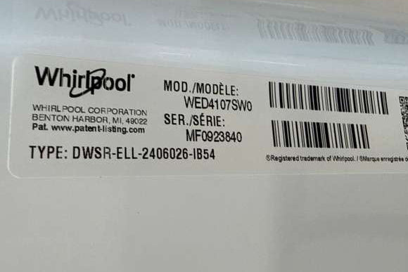 Whirlpool Electric Dryer 7.0 Cu. Ft WED4107SW - Assessment Photo 12