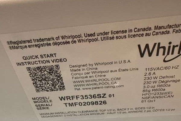 Whirlpool 36" French Door Refrigerator Ice maker 30 cu. ft Stainless WRFF3536SZ - Assessment Photo 12
