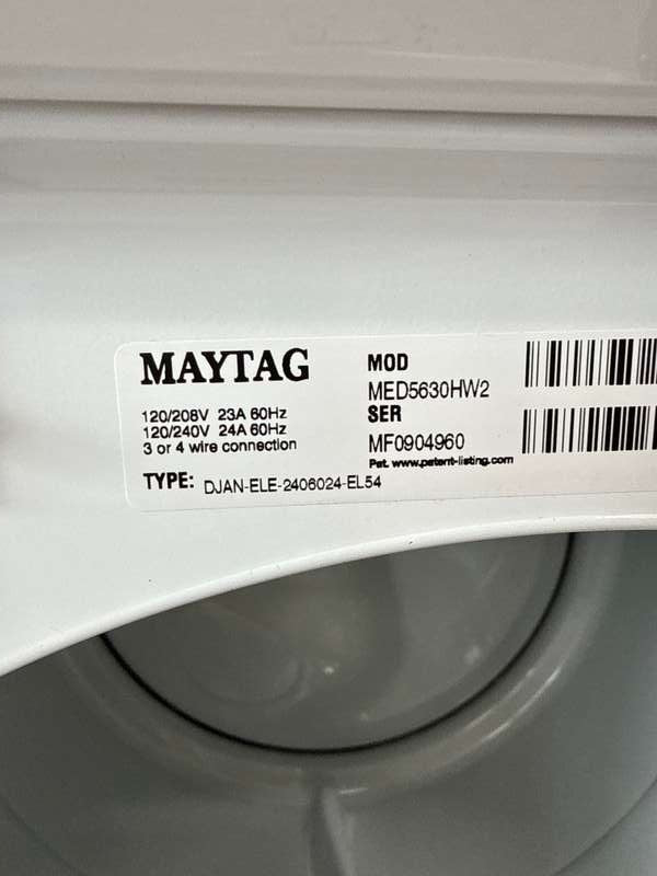 Maytag Electric Front Load Dryer Stackable 7.3 Cu. Ft MED5630HW - Assessment Photo 12