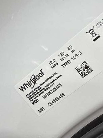 Whirlpool Front Load Washer 5.0 Cu. Ft Smart Steam WFW6720RW - Assessment Photo 12