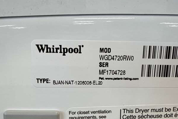 Whirlpool Front Load Gas Dryer 7.4 Cu. Ft WGD4720RW - Assessment Photo 12