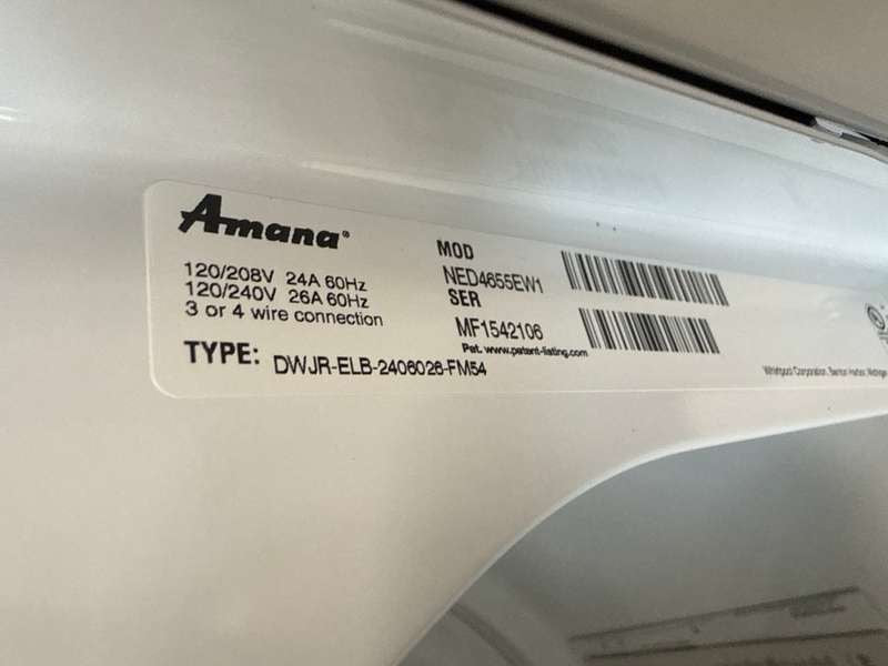Amana Electric Dryer 6.5 Cu. Ft NED4655EW - Assessment Photo 12