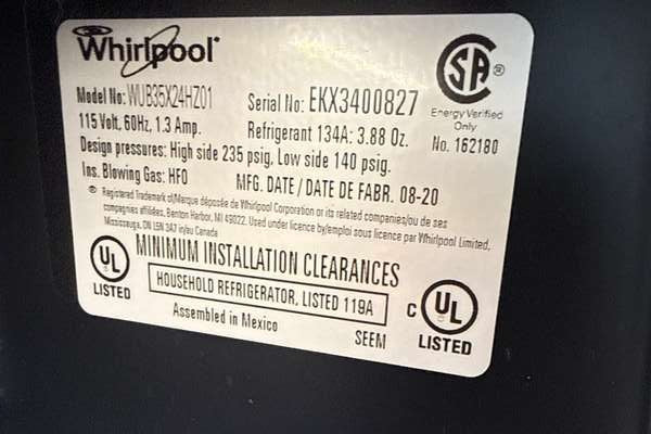 Whirlpool 24" Undercounter Beverage Center Refrigerator Stainless WUB35X24HZ - Assessment Photo 12