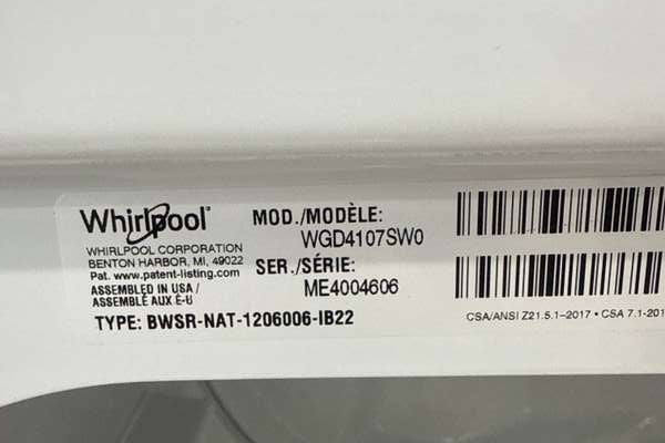 Whirlpool Front Load Gas Dryer 7.0 Cu. Ft WGD4107SW - Assessment Photo 12