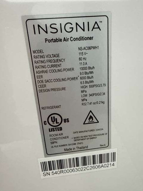 Insignia 250 Sq. Ft. 6,000 BTU Portable Air Conditioner - White NS-AC06PWH1 - Assessment Photo 12