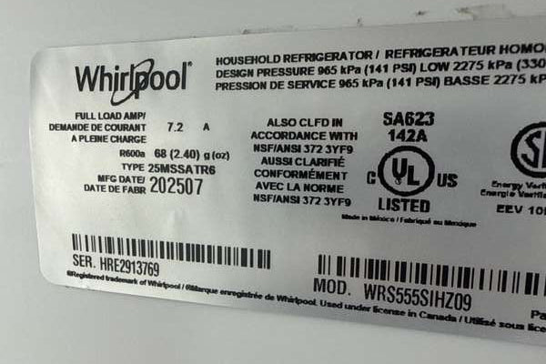 Whirlpool 36" Side-by-Side Refrigerator 25 cu. Ft Stainless Steel WRS555SIHZ - Assessment Photo 12