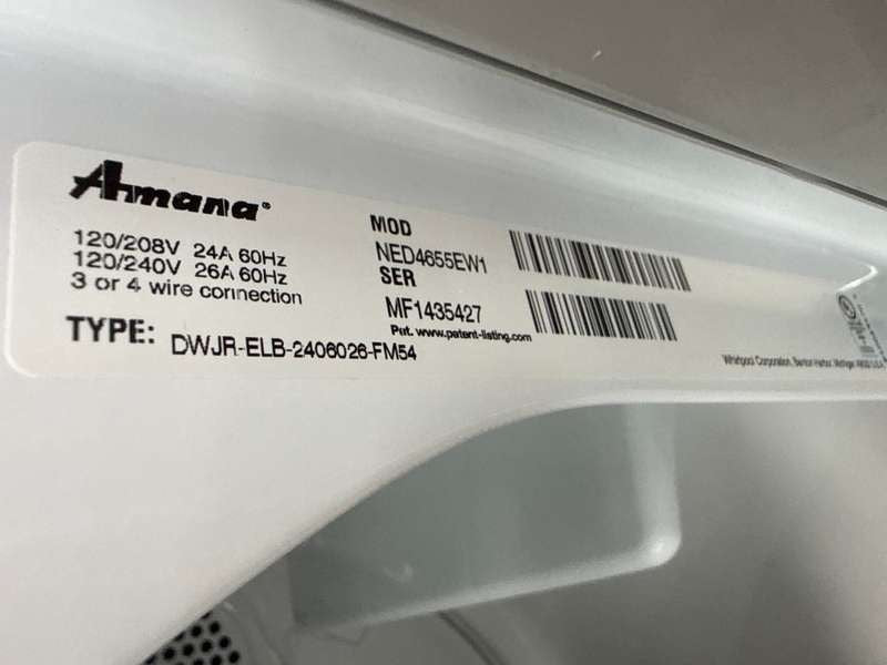 Amana Electric Dryer w/ Automatic Dryness Control 6.5 Cu. Ft NED4655EW - Assessment Photo 12
