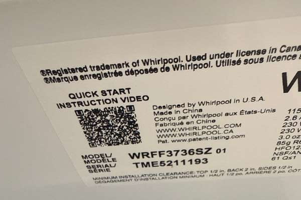 Whirlpool 36" French Door Refrigerator w/ Dual Ice maker 30 cu. ft WRFF3736SZ - Assessment Photo 12