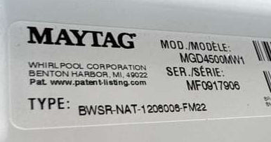 Maytag Gas Dryer 7.0 Cu. Ft MGD4500MW - Assessment Photo 12