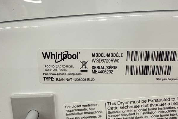 Whirlpool Gas Dryer 7.4 Cu. Ft Smart Steam WGD6720RW - Assessment Photo 12