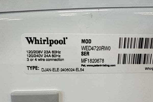 Whirlpool Stackable Electric Front Load Dryer 7.4 Cu. Ft White WED4720RW - Assessment Photo 12