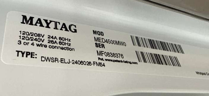 Maytag Electric Dryer 7.0 Cu. Ft MED4500MW - Assessment Photo 12