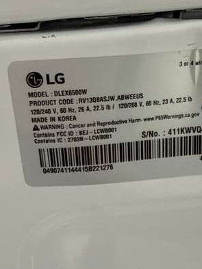 LG Electric Stackable Dryer 7.4 Cu. Ft Smart Steam DLEX6500W - Assessment Photo 12