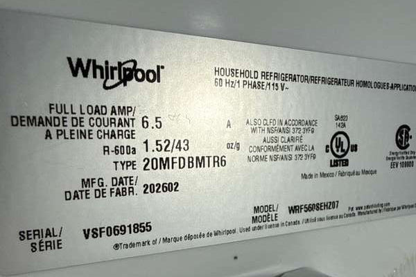 Whirlpool 30" French Door Refrigerator 20 Cu.ft Stainless Steel WRF560SEHZ - Assessment Photo 13