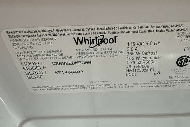Whirlpool 33" Bottom Freezer Refrigerator 22 cu. ft Stainless Steel WRB322DMBM - Assessment Photo 13