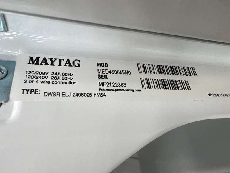 Maytag Electric Dryer Wrinkle Prevent 7.0 Cu. Ft White MED4500MW - Assessment Photo 13