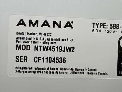 Amana Top Load Washer 3.8 Cu. Ft NTW4519JW - Assessment Photo 13