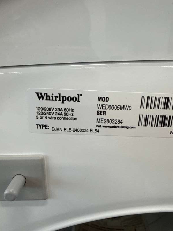 Whirlpool Stackable Electric Dryer 7.4 cu. ft Steam WED6605MW - Assessment Photo 13