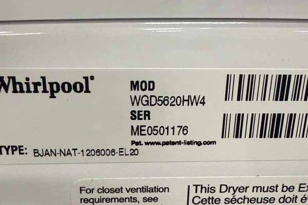Whirlpool Gas Dryer 7.4 cu. ft Smart Steam WGD5620HW - Assessment Photo 13