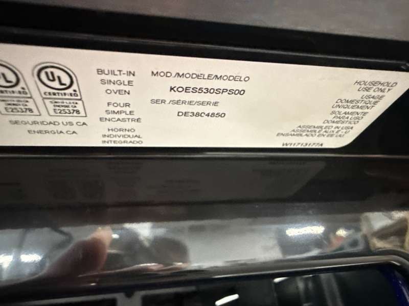KitchenAid 30" Built-In Single Convection Wall Oven Stainless Steel KOES530SPS - Assessment Photo 13