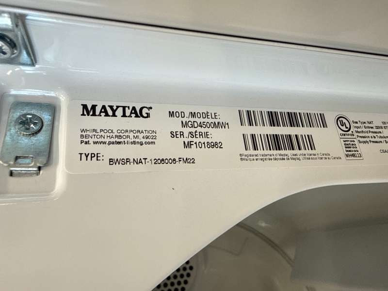 Maytag Gas Dryer 7.0 Cu. Ft MGD4500MW - Assessment Photo 13