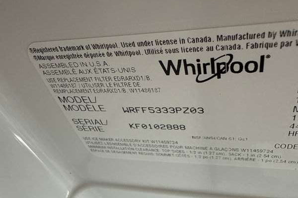 Whirlpool 33" French Door Refrigerator 22 cu. ft Stainless Steel WRFF5333PZ - Assessment Photo 13