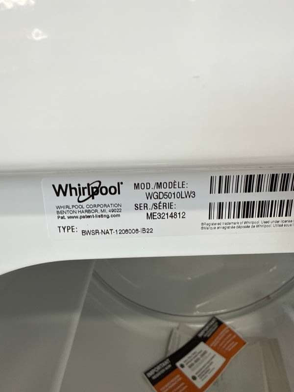 Whirlpool Gas Dryer 7.0 Cu. Ft ENERGY STAR WGD5010LW - Assessment Photo 13