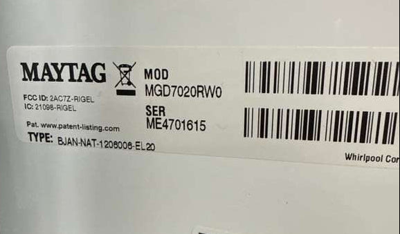 Maytag Gas Dryer 7.4 Cu. Ft Smart Steam MGD7020RW - Assessment Photo 13