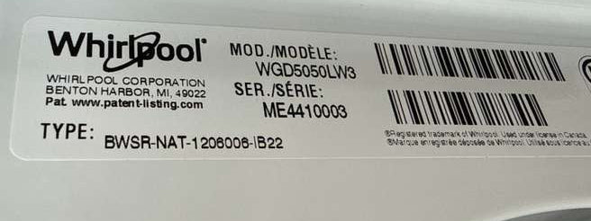 Whirlpool Gas Dryer 7.0 Cu. Ft Steam WGD5050LW - Assessment Photo 13