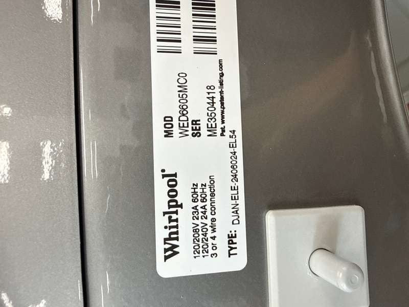 Whirlpool Stackable Electric Dryer 7.4 cu. ft Smart Chrome Shadow WED6605MC - Assessment Photo 13