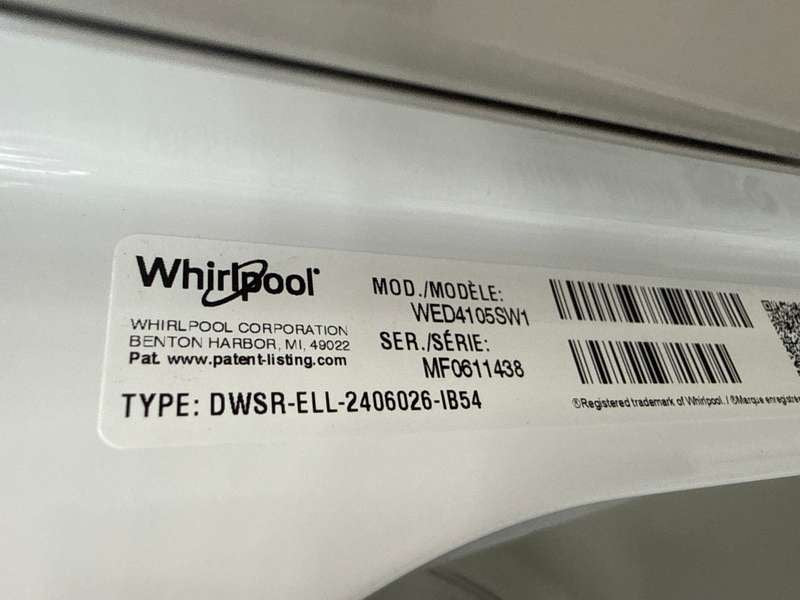 Whirlpool Electric Dryer 7 cu. ft Vented White WED4105SW - Assessment Photo 14