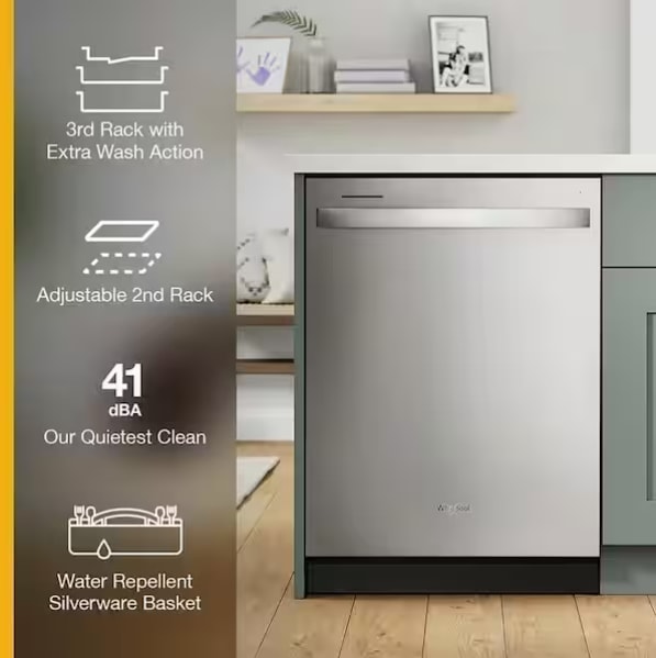 Whirlpool Top Control Built-In Dishwasher 41 dBA Stainless Steel WDPS7024RZ - Assessment Photo 2