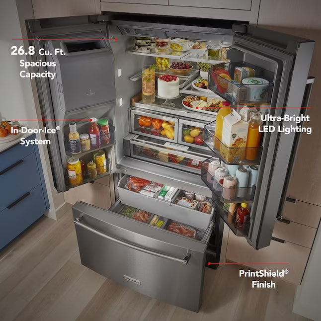 KitchenAid 27" French Door Refrigerator 27 Cu. Ft Stainless Steel KRFF577KPS - Assessment Photo 2